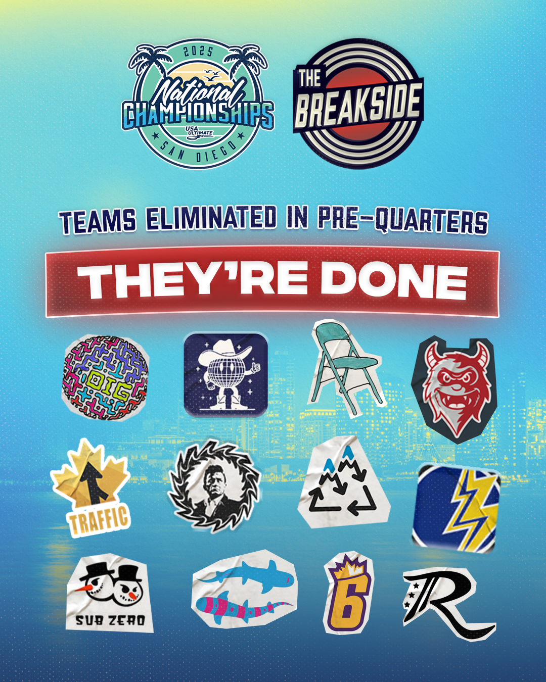 They're Done — Teams Eliminated in Pre-Quarters, The Breakside